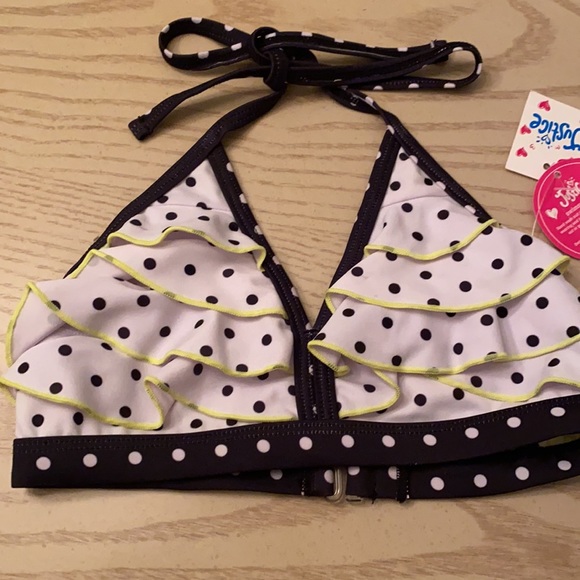 NWT Girls Justice 2 piece swimsuit black & white - Picture 2 of 5